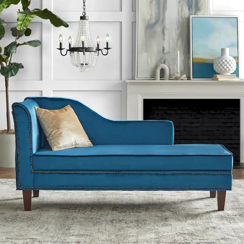 Chaise longue de rangement avec clous décoratifs couleur bronze