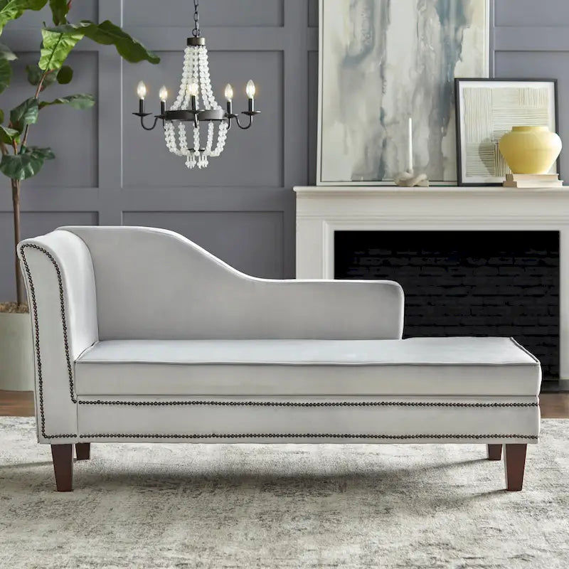 Chaise longue de rangement avec clous décoratifs couleur bronze