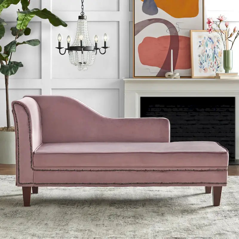Chaise longue de rangement avec clous décoratifs couleur bronze