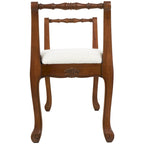 Banc de bras en tissu crème avec pieds tournés en bois 55L