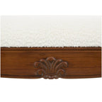 Banc de bras en tissu crème avec pieds tournés en bois 55L