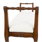 Banc de bras en tissu crème avec pieds tournés en bois 55L