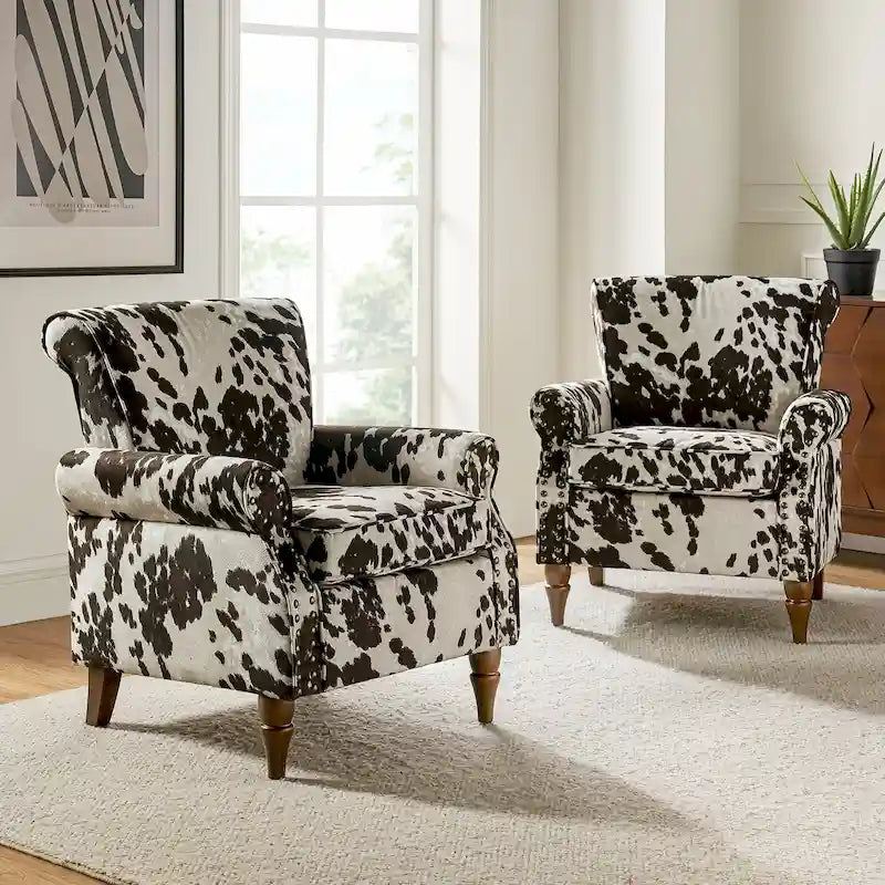 Fauteuil d'appoint traditionnel en polyester avec clous décoratifs (lot de 2)
