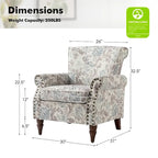Fauteuil d'appoint traditionnel en polyester avec clous décoratifs (lot de 2)