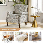 Fauteuil d'appoint traditionnel en polyester avec clous décoratifs (lot de 2)