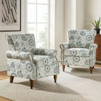 Fauteuil d'appoint traditionnel en polyester avec clous décoratifs (lot de 2)