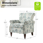 Fauteuil d'appoint traditionnel en polyester avec clous décoratifs (lot de 2)