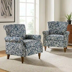 Fauteuil d'appoint traditionnel en polyester avec clous décoratifs (lot de 2)