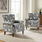 Fauteuil d'appoint traditionnel en polyester avec clous décoratifs (lot de 2)