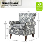 Fauteuil d'appoint traditionnel en polyester avec clous décoratifs (lot de 2)