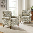 Fauteuil d'appoint traditionnel en polyester avec clous décoratifs (lot de 2)
