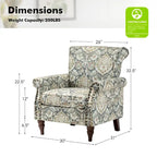 Fauteuil d'appoint traditionnel en polyester avec clous décoratifs (lot de 2)
