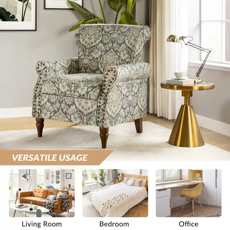 Fauteuil d'appoint traditionnel en polyester avec clous décoratifs (lot de 2)