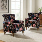 Fauteuil d'appoint traditionnel en polyester avec clous décoratifs (lot de 2)