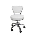 Tabouret roulant bas réglable avec dossier, hauteur de 33 à 38 cm, blanc
