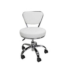Tabouret roulant bas réglable avec dossier, hauteur de 33 à 38 cm, blanc