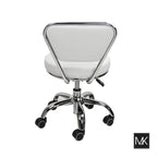 Tabouret roulant bas réglable avec dossier, hauteur de 33 à 38 cm, blanc