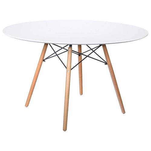 Table à manger ronde moderne de 119 cm pour 4 personnes