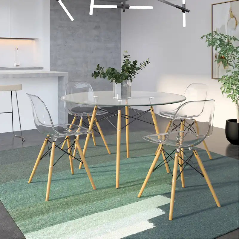 Table à manger ronde moderne de 119 cm pour 4 personnes