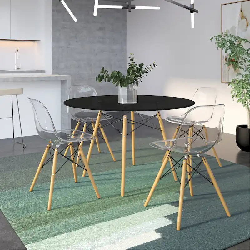 Table à manger ronde moderne de 119 cm pour 4 personnes