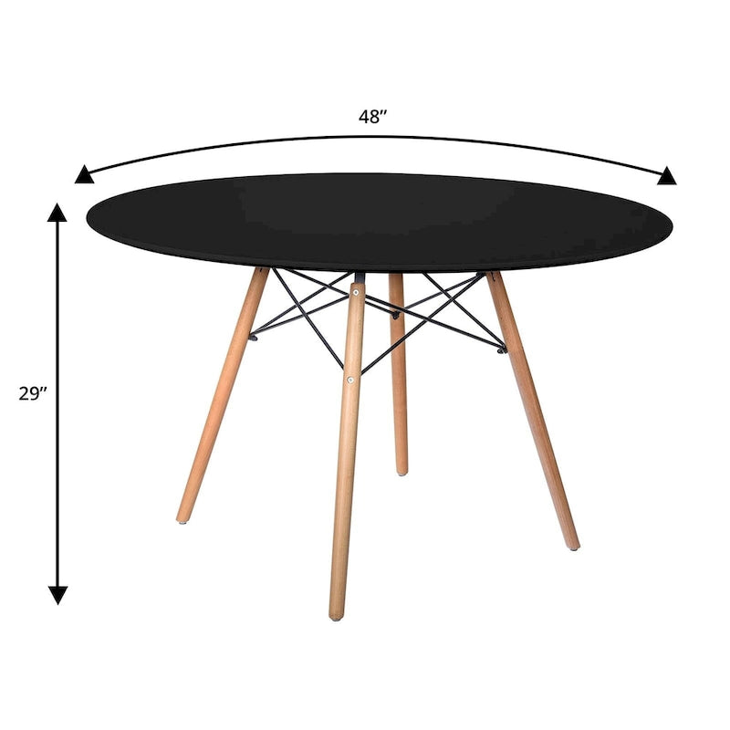 Table à manger ronde moderne de 119 cm pour 4 personnes