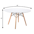 Table à manger ronde moderne de 119 cm pour 4 personnes