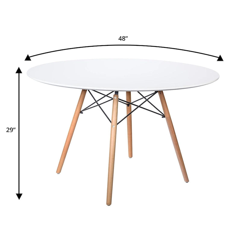 Table à manger ronde moderne de 119 cm pour 4 personnes