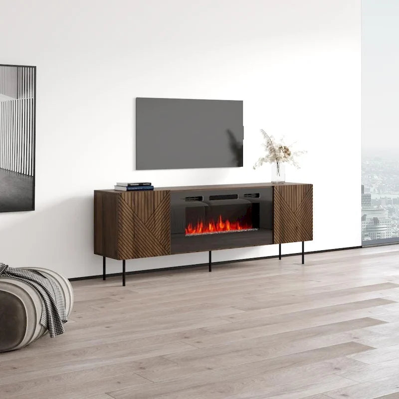 Meuble TV avec cheminée électrique – Convient aux téléviseurs jusqu'à 85 pouces