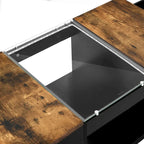 Table basse moderne en bois avec tiroirs de rangement et éclairage LED
