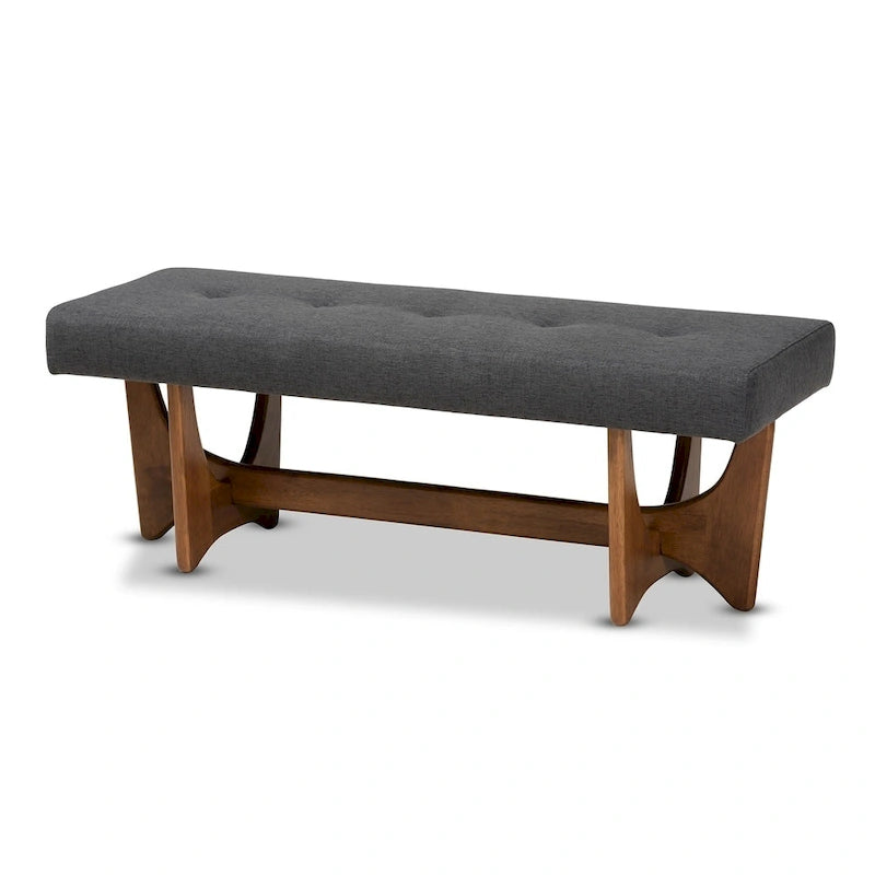 Banc capitonné rembourré de style Mid-Century Modern