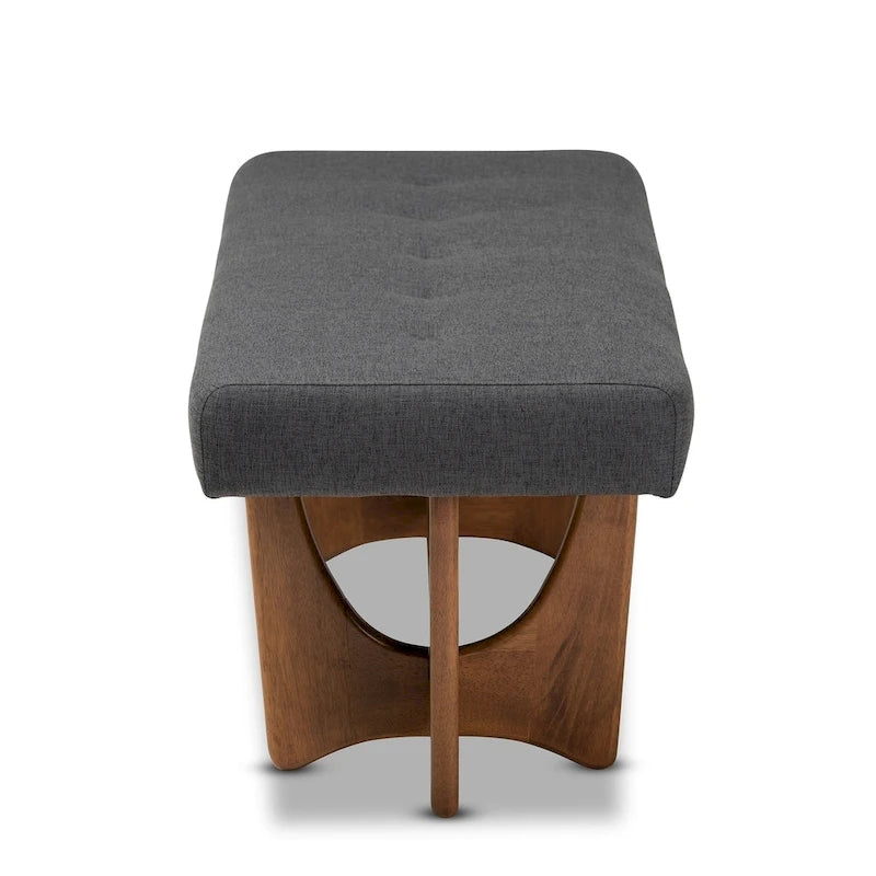 Banc capitonné rembourré de style Mid-Century Modern