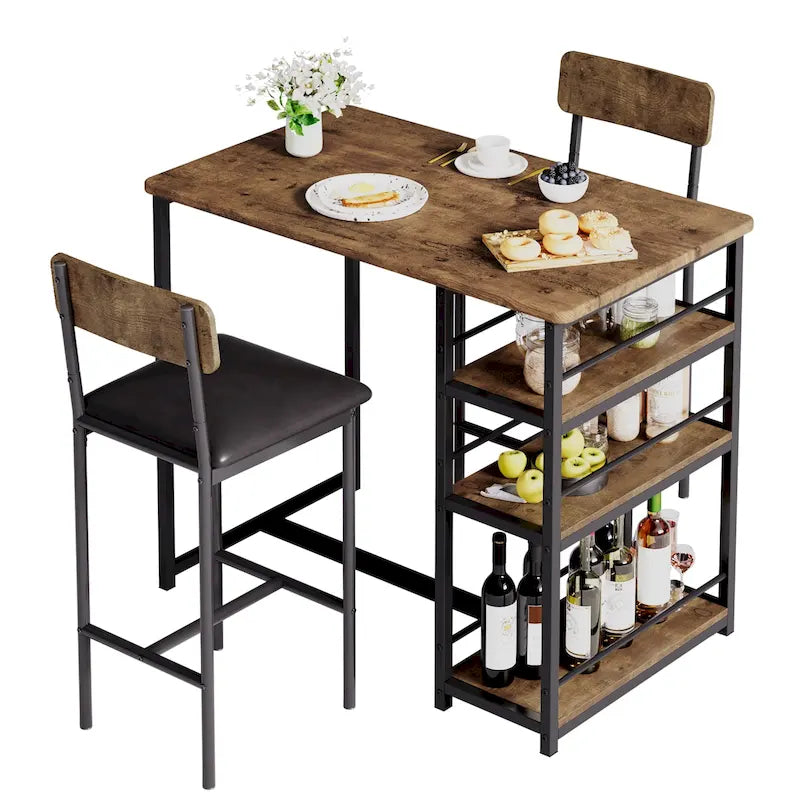 Table à manger pour 2 avec 3 grandes étagères de rangement