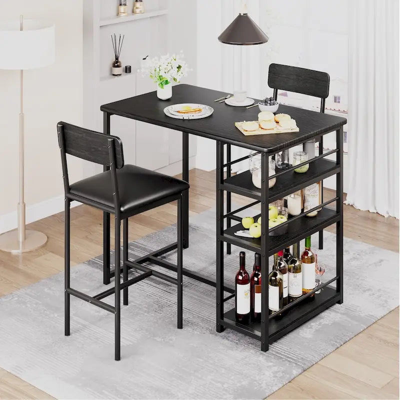 Table à manger pour 2 avec 3 grandes étagères de rangement