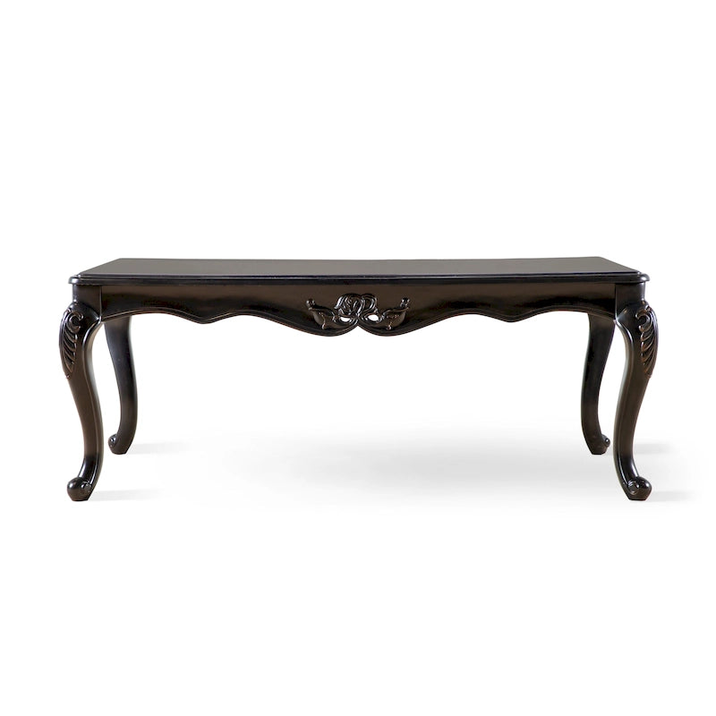 Table basse traditionnelle en bois massif avec pieds sculptés