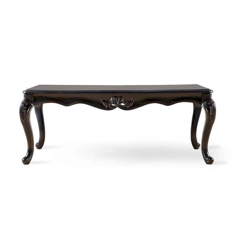 Table basse traditionnelle en bois massif avec pieds sculptés