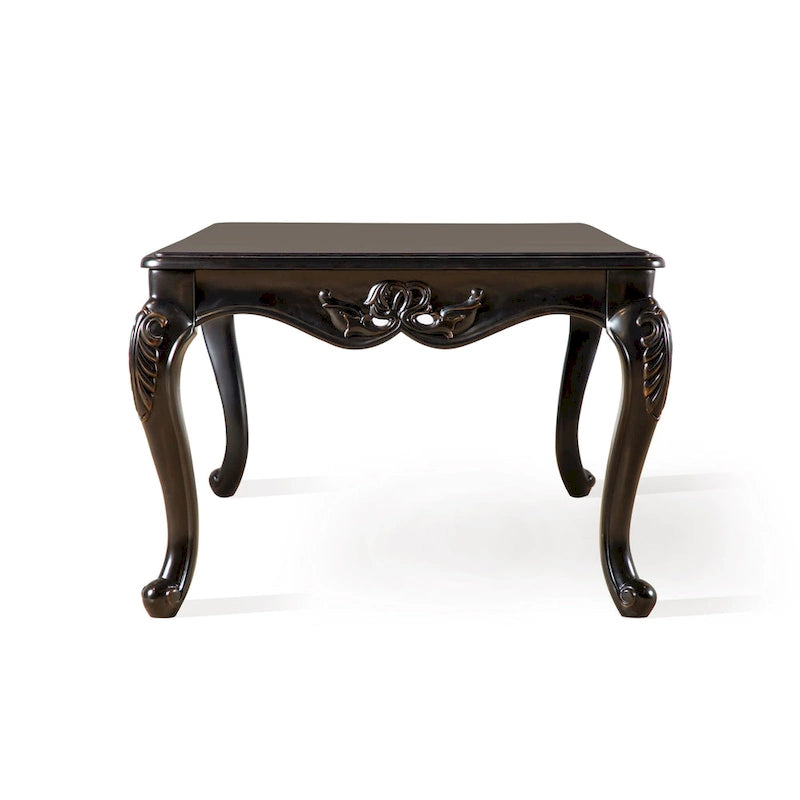 Table basse traditionnelle en bois massif avec pieds sculptés