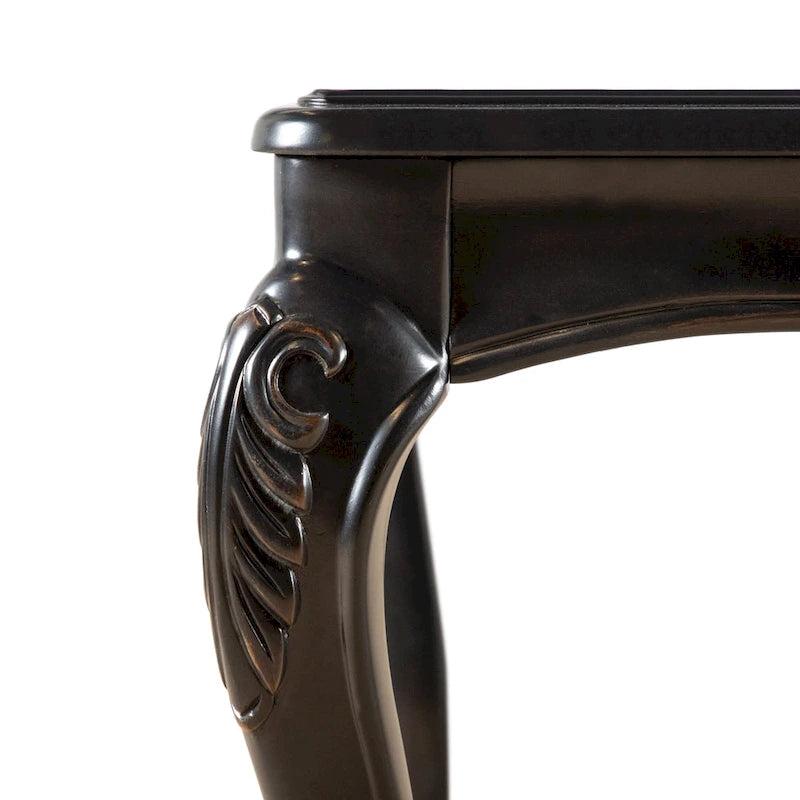 Table basse traditionnelle en bois massif avec pieds sculptés