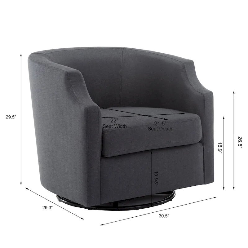 Fauteuil pivotant et inclinable de style tonneau