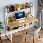 Bureau informatique de 119 cm avec huche et étagère à livres
