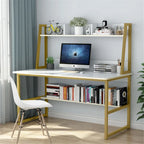Bureau informatique de 119 cm avec huche et étagère à livres