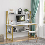 Bureau informatique de 119 cm avec huche et étagère à livres