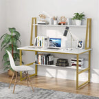 Bureau informatique de 119 cm avec huche et étagère à livres
