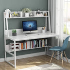 Bureau informatique de 119 cm avec huche et étagère à livres