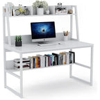 Bureau informatique de 119 cm avec huche et étagère à livres