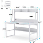 Bureau informatique de 119 cm avec huche et étagère à livres