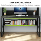 Bureau informatique de 119 cm avec huche et étagère à livres