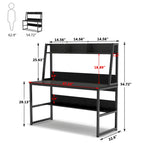 Bureau informatique de 119 cm avec huche et étagère à livres
