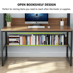 Bureau informatique de 119 cm avec huche et étagère à livres