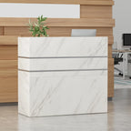Bureau d'ordinateur de réception en bois massif à 3 tiroirs