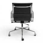 Fauteuil de bureau ergonomique côtelé en cuir véritable avec dossier bas - N/A